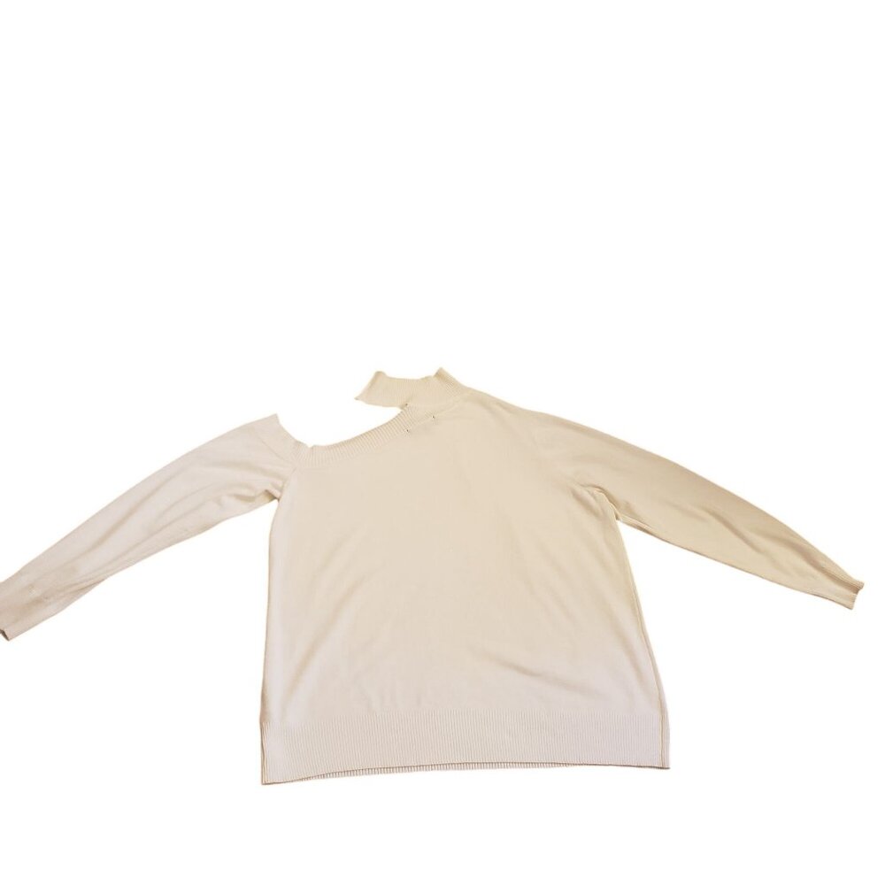 Eloquii White One Shoulder Cut Out Mock Neck Long Sleeve Sweater Size 18/20 EUC